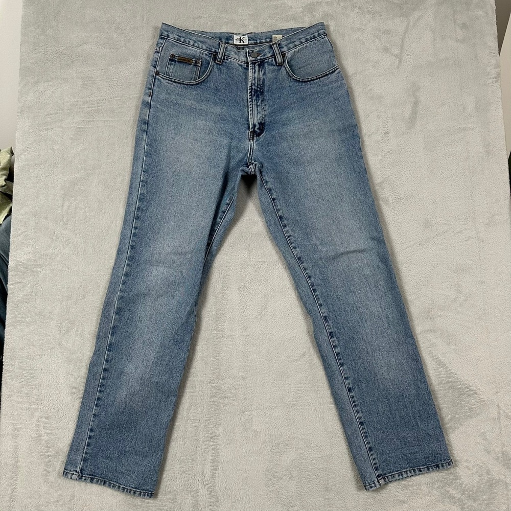 Calvin Klein Jeans Mens 34x31 Vintage 90s Light Wash Straight Denim Blue CK EUC